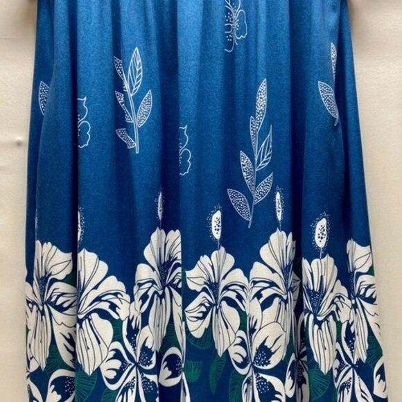 Housecoat Nightgown Women's Large Blue White Floral Short Sleeve Moo Moo Dress - Picture 3 of 11